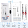 An electric teeth cleaner kit showing the main device, cleaning tools, and alcohol pads for dental use.