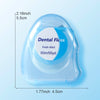 A clear plastic container of dental floss with a fresh mint flavor and 50 meters of floss.