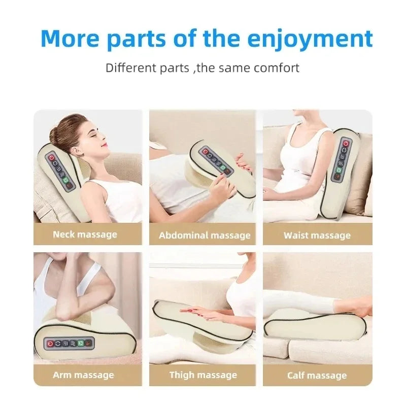 Sammlung verschiedener Massagekissen für Nacken, Bauch, Taille, Arm, Oberschenkel und Wade.