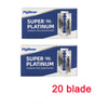 Packung von 20 Super Platinum Edelstahlklingen für ein faltbares, manuelles Rasiererset