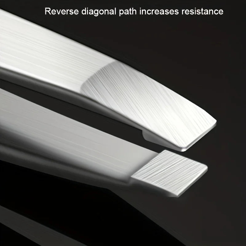 Precision Stainless Steel Eyebrow Tweezers Set (4 Pcs)