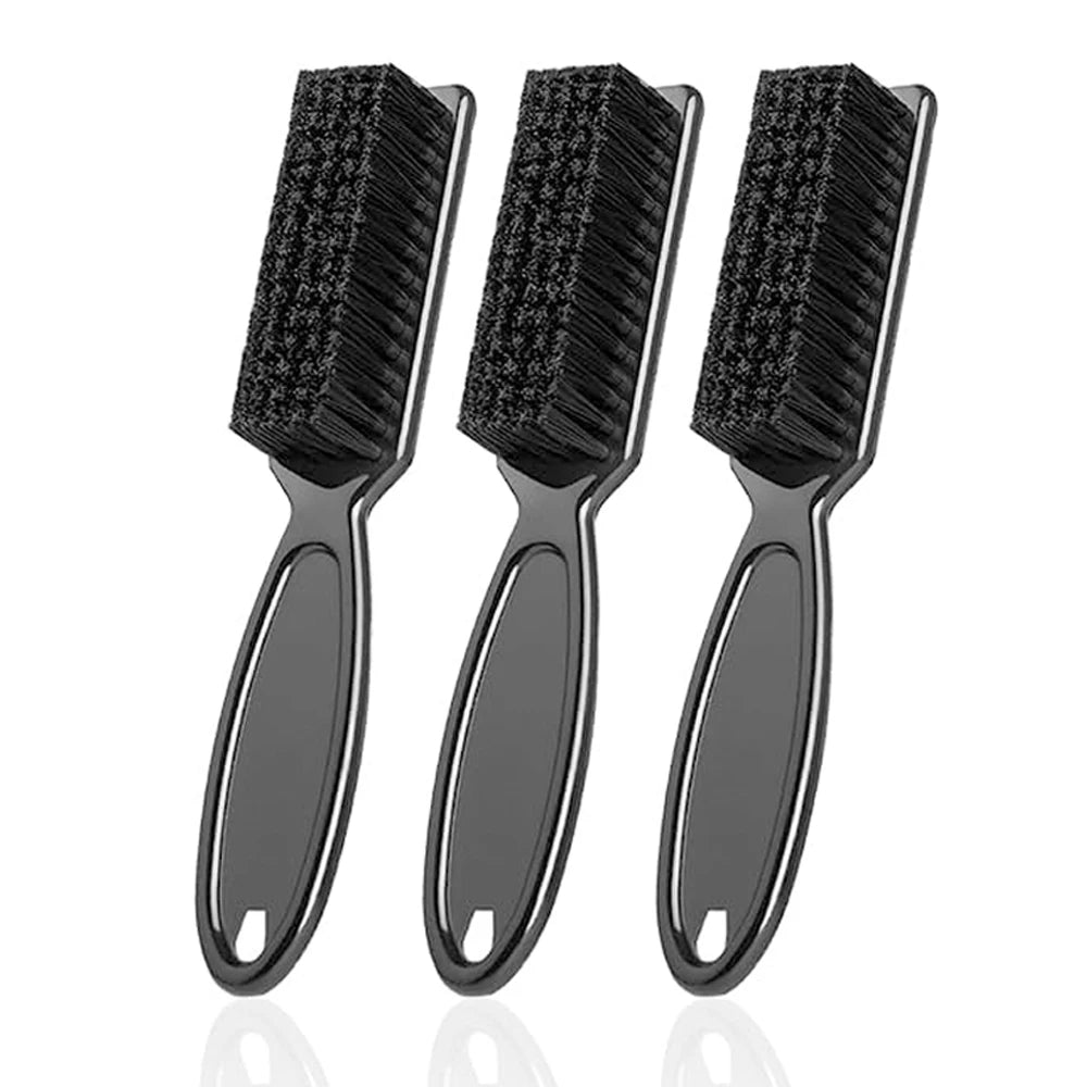 Three black multifunctional plastic and nylon cleaning brushes shown side by side