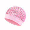 Pink crocheted satin wrap cap bonnet for hair and sleeping