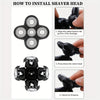 Instructions showing how to install a shaver head with three steps