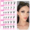 A display of various length eyelash extension kits ranging from 30D to 100D, showing different lash styles and lengths.