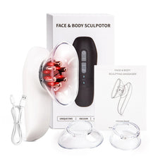 A white and black EMS fat cellulite massager device with accessories shown on a box.