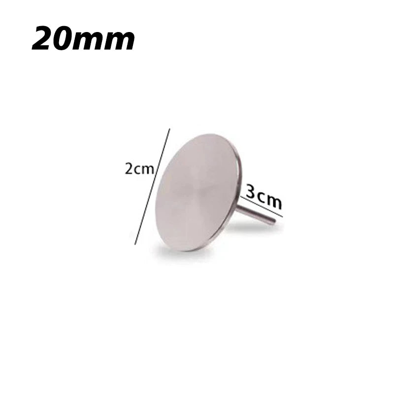 Disque de ponçage rond en argent avec une tige de montage et des marques de dimensionnement 2 cm et 3 cm.