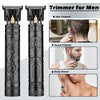 A set of black vintage trimmers for men including a hair trimmer, beard trimmer, and body shaver.