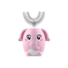 A pink elephant shaped 360° sonic electric toothbrush for kids with a silver brush head.