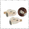 A set of two hair clips shaped like Snoopy cartoon faces, featuring a pearlescent white and translucent finish.