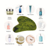 A collection of skincare products including massage oils, eye creams, face serums, essence, body essential oil, eye gel, eye 
