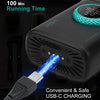 A black electric foil shaver trimmer is shown with a USB-C charging cable, highlighting its battery life and convenient charg