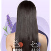 A woman's long, straight black hair is shown with icons indicating styling from 8:00 AM to 10:00 PM.