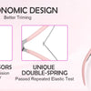 Une paire de ciseaux professionnels en acier inoxydable rose avec un mécanisme à ressort double unique pour couper les cuticu