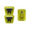 Two yellow plastic replacement blades for a precision electric shaver.