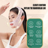 A woman is wearing a pink silicone contour outline mask designed to elevate the mandibular line and reduce facial sagging.