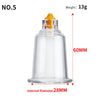 Clear glass cupping massager bottle with an orange cap and 60mm height and 28mm internal diameter
