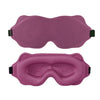 A pair of purple 3D sleeping eye masks shown from the top and front views.