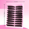 A pink plastic kit containing multiple rows of black eyelash clusters for natural look makeup application.