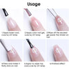 Instructions showing how to apply and use embossed floral nail stickers on a fingernail.