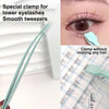 A pair of light blue stainless steel tweezers designed as a special clamp for lower eyelashes.