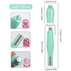 Ensemble de aimants pour ongles cat-eye à motif argyle bleu clair, montrant divers outils et ongles finis.