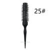 A black professional curly round hair comb with elastic teeth, labeled 25#.
