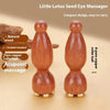 A pair of small wooden lotus seed eye massagers used for facial massage.