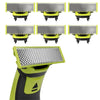 A set of precision replacement blades for electric trimmers, shown in various configurations and a complete blade assembly.