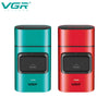 A pair of VGR electric hair trimmers, one teal and one red, shown side by side.