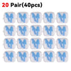 Un juego de 20 pares de tapones reutilizables de silicona para dormir y nadar, empaquetados en un recipiente transparente.