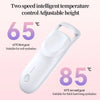 A white heated eyelash curler device shown with text indicating 65°C and 85°C settings for different lash types.