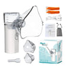 A portable USB rechargeable cool mist inhaler with various attachments and accessories shown on a white background.