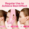 Three women show before during and after using a pink V-Line face shaping strap for jawline and double chin