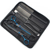 A black case containing professional 6-inch stainless steel hairdressing scissors and combs.