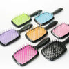 A collection of anti-static air cushion hair combs and scalp massagers in various colors including green, blue, purple, and p