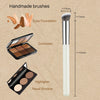 A set of handmade makeup brushes including an Eyes Foundation brush, concealer brush, highlighter brush, and nasal shadow bru