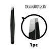 A single bevel beak precision stainless steel tweezer for eyebrow grooming.