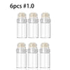 Six pieces of #1.0 professional microneedling derma stamps in clear glass vials.