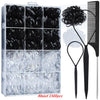 A set of 24-color hair ties for styling and braiding, including a comb and a hair pick.