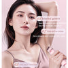 A woman is shown using a pink electric shaver on her arm, demonstrating four new body beauty experiences.