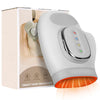 A white electric hand massager device is shown next to its packaging box.
