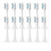 A set of twelve white replacement toothbrush heads shown in a row.