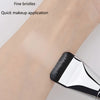 A close-up of an ultra-fine oval foundation brush being used for makeup application on skin.