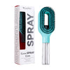 A bottle of Clean Spray comb and a teal hair styling comb with a clear applicator.