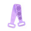 Purple silicone body scrubber back brush with textured bristles for massage and cleaning