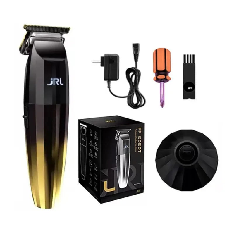A black professional electric hair trimmer kit with various attachments shown on a white background.