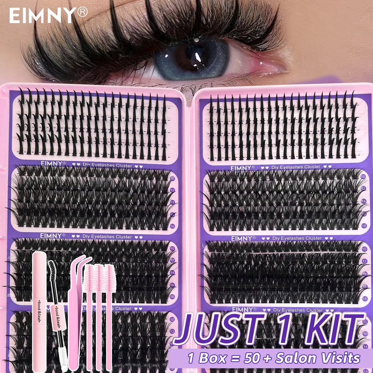Eine Box mit einem DIY Anime & Edgy Wimpern-Kit, das sieben Stile von Wimpern enthält.