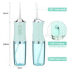 A portable USB rechargeable water flosser with a 220ml water tank and 360 degree clean teeth.