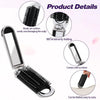 A black folding mini hair comb with a mirror and elastic air cushion for hair styling.